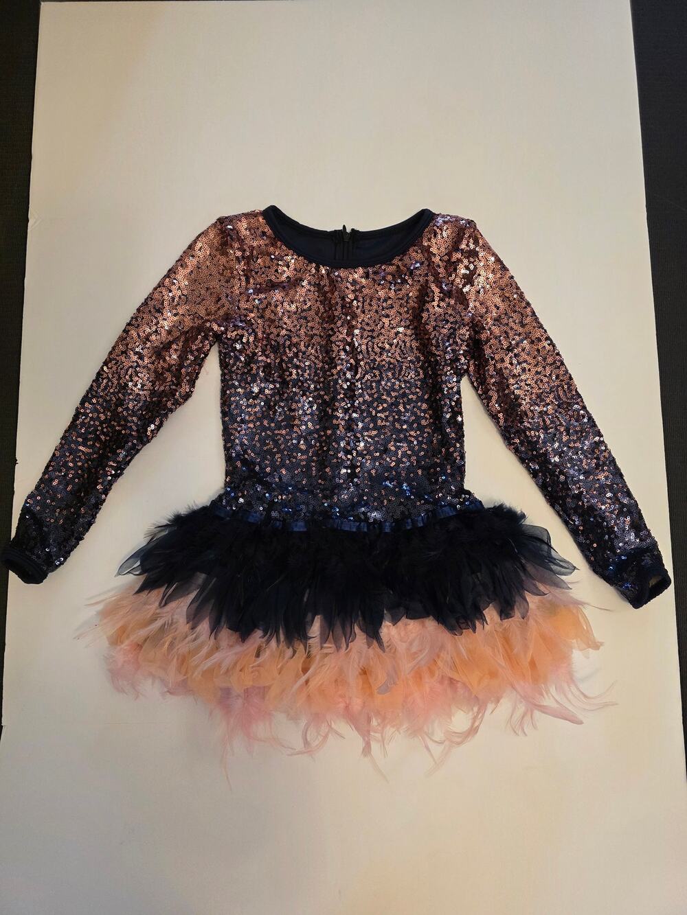 Curtain Call Costumes Blue & Pink Sequined & Feathered Tutu Style# J5348 Sz CME